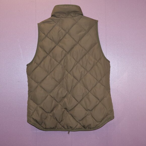 J. Crew Olive Quilted Vest Size Small Sleeveless Zip Front Pockets - Picture 6 of 8